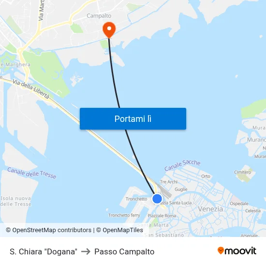 S. Chiara  "Dogana" to Passo Campalto map