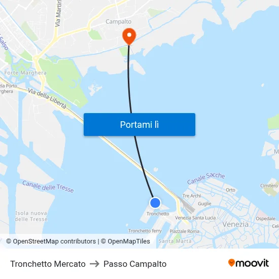 Tronchetto Mercato to Passo Campalto map