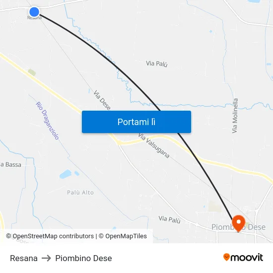 Resana to Piombino Dese map