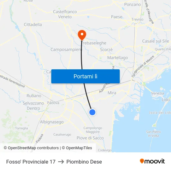 Fosso' Provinciale 17 to Piombino Dese map