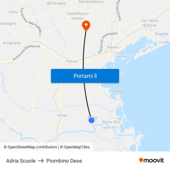 Adria Scuole to Piombino Dese map