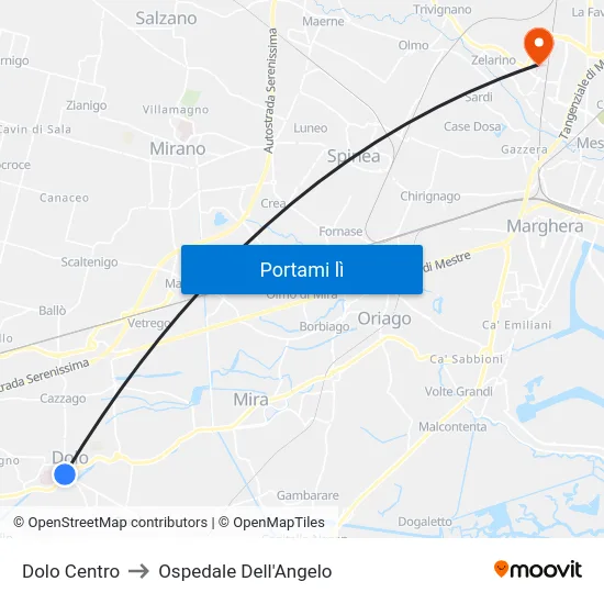 Dolo Centro to Ospedale Dell'Angelo map