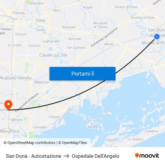 San Donà - Autostazione to Ospedale Dell'Angelo map