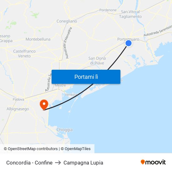 Concordia - Confine to Campagna Lupia map