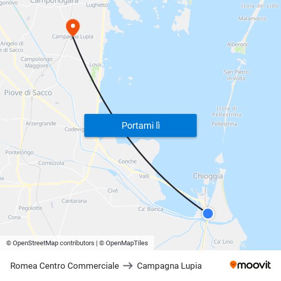 Romea Centro Commerciale to Campagna Lupia map
