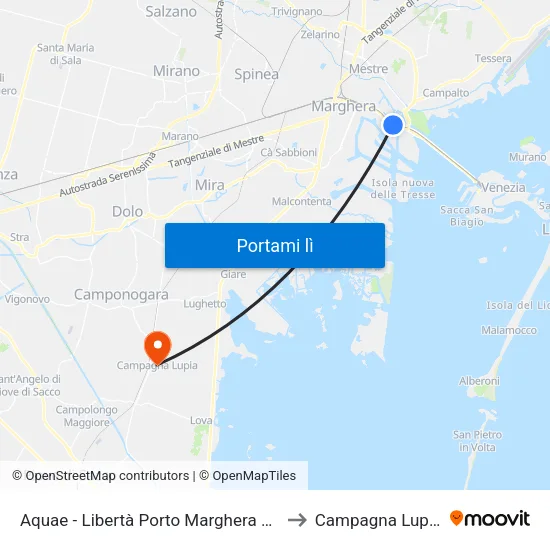 Aquae - Libertà Porto Marghera FS to Campagna Lupia map