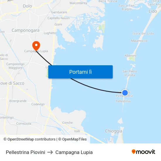 Pellestrina Piovini to Campagna Lupia map