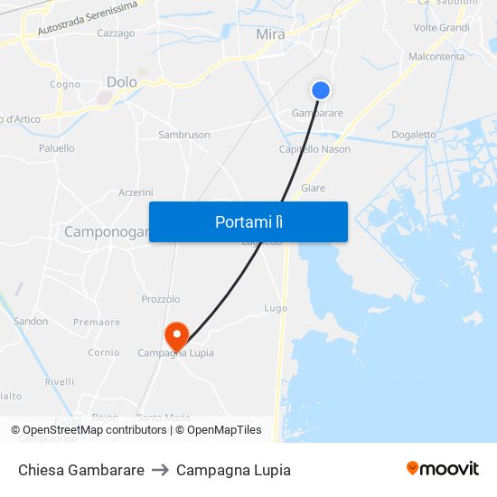 Chiesa Gambarare to Campagna Lupia map