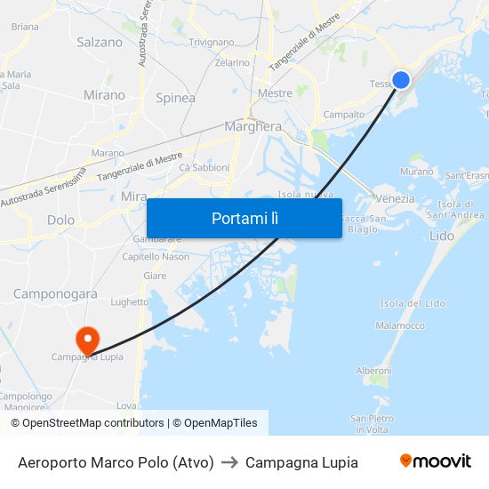 Aeroporto Marco Polo (Atvo) to Campagna Lupia map