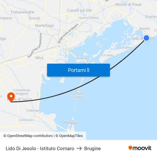 Lido Di Jesolo - Istituto Cornaro to Brugine map