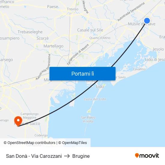 San Donà - Via Carozzani to Brugine map