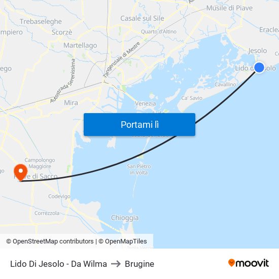 Lido Di Jesolo - Da Wilma to Brugine map