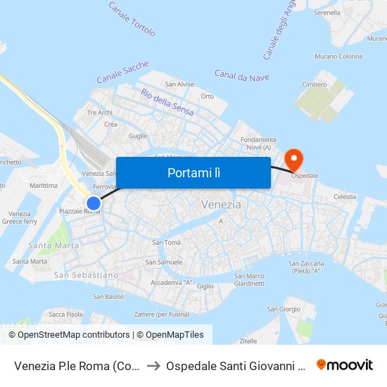 Venezia P.le Roma (Corsia C) to Ospedale Santi Giovanni E Paolo map