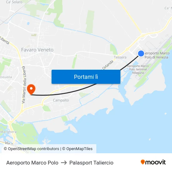 Aeroporto Marco Polo to Palasport Taliercio map