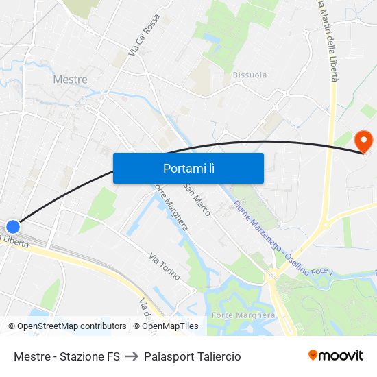 Mestre - Stazione FS to Palasport Taliercio map