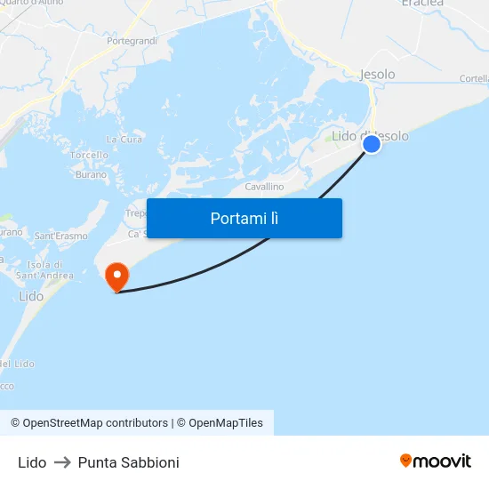 Lido to Punta Sabbioni map