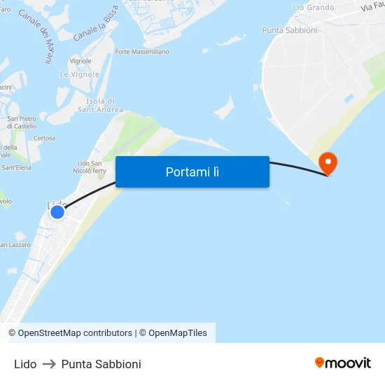 Lido to Punta Sabbioni map