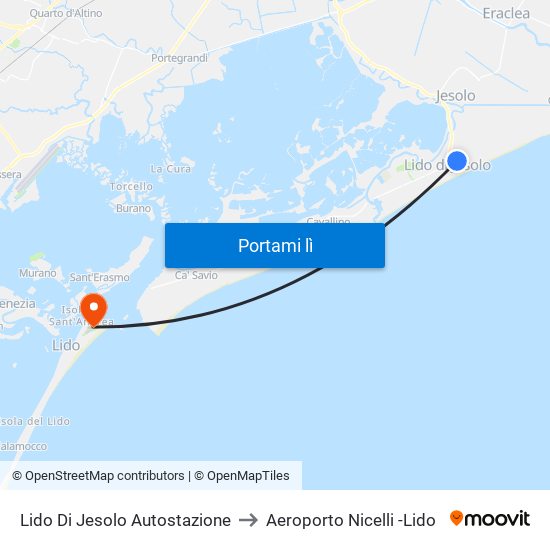 Lido Di Jesolo Autostazione to Aeroporto Nicelli -Lido map