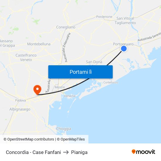 Concordia - Case Fanfani to Pianiga map