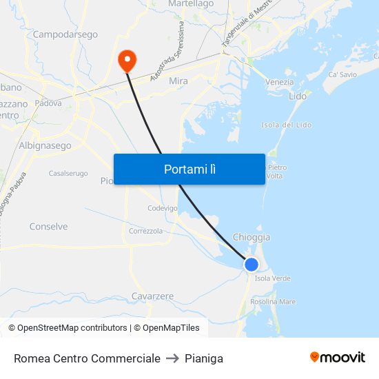 Romea Centro Commerciale to Pianiga map
