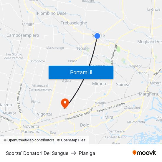 Scorze' Donatori Del Sangue to Pianiga map