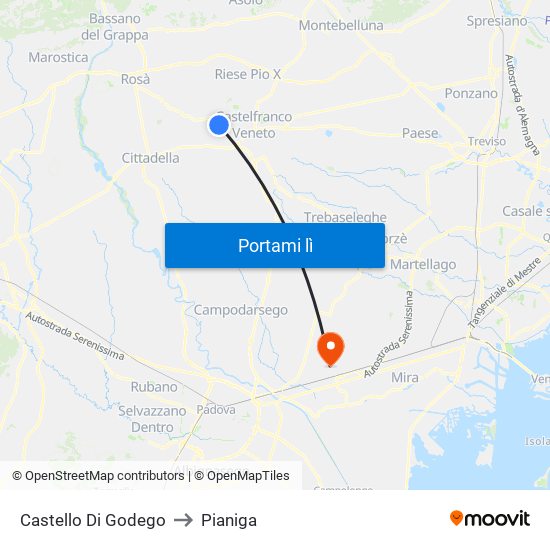 Castello Di Godego to Pianiga map