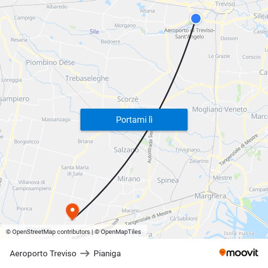 Aeroporto Treviso to Pianiga map