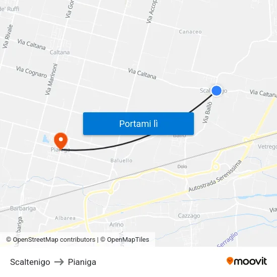 Scaltenigo to Pianiga map