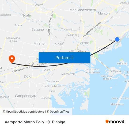 Aeroporto Marco Polo to Pianiga map
