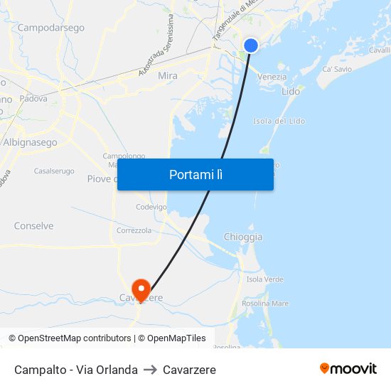 Campalto - Via Orlanda to Cavarzere map