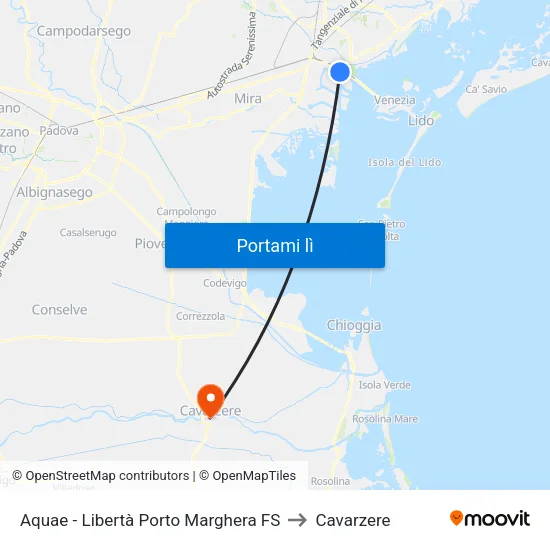 Aquae - Libertà Porto Marghera FS to Cavarzere map