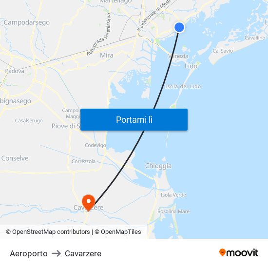 Aeroporto to Cavarzere map