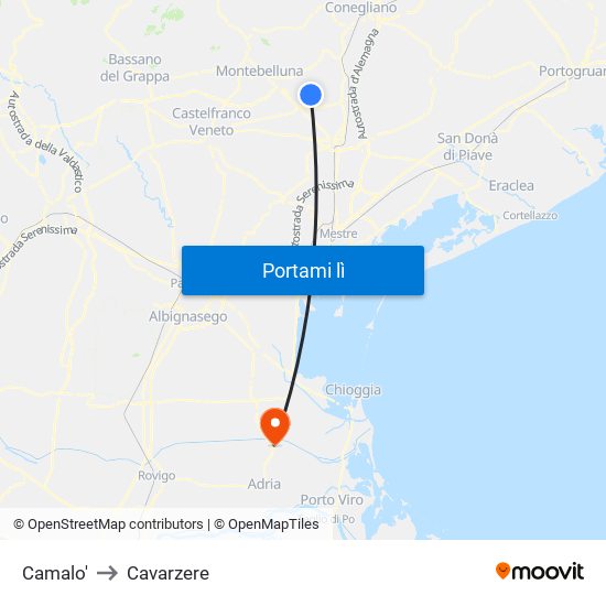 Camalo' to Cavarzere map