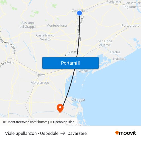 Viale Spellanzon - Ospedale to Cavarzere map