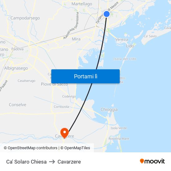Ca' Solaro Chiesa to Cavarzere map