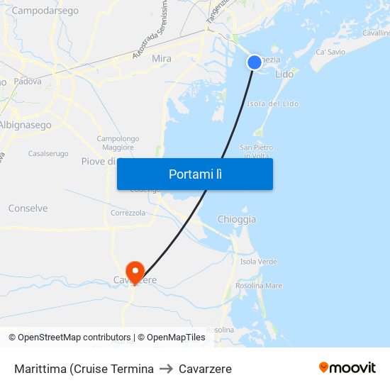 Marittima (Cruise Termina to Cavarzere map