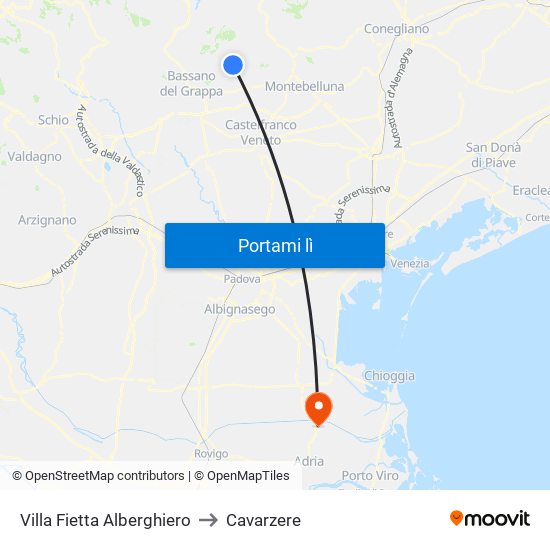 Villa Fietta Alberghiero to Cavarzere map