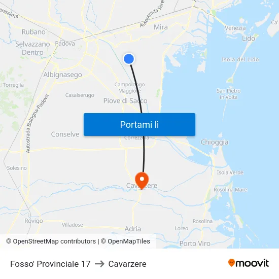 Fosso' Provinciale 17 to Cavarzere map