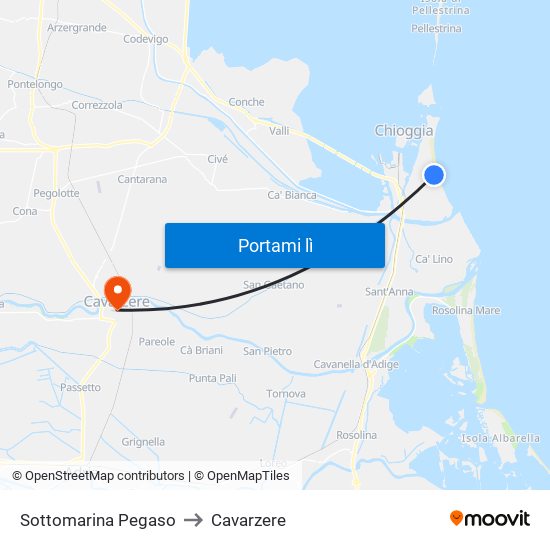 Sottomarina Pegaso to Cavarzere map