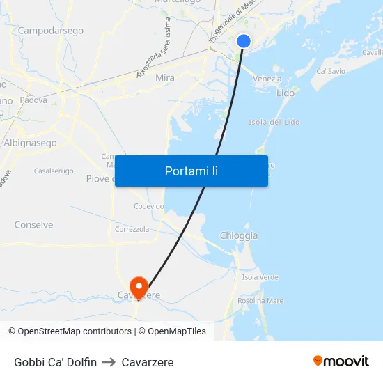 Gobbi Ca' Dolfin to Cavarzere map