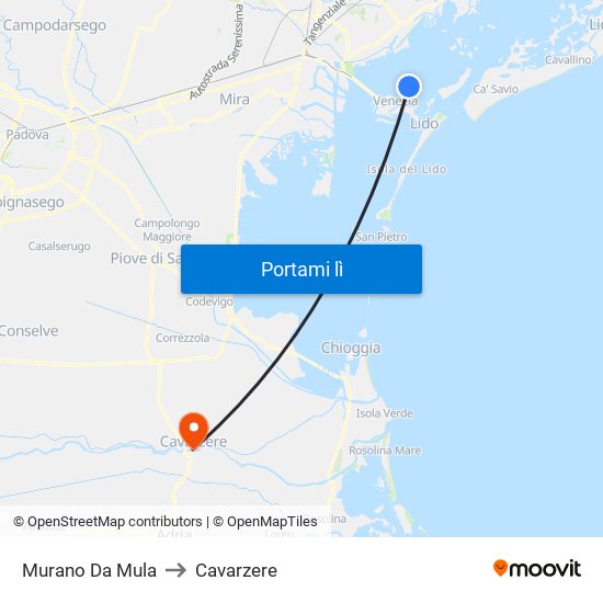 Murano Da Mula to Cavarzere map