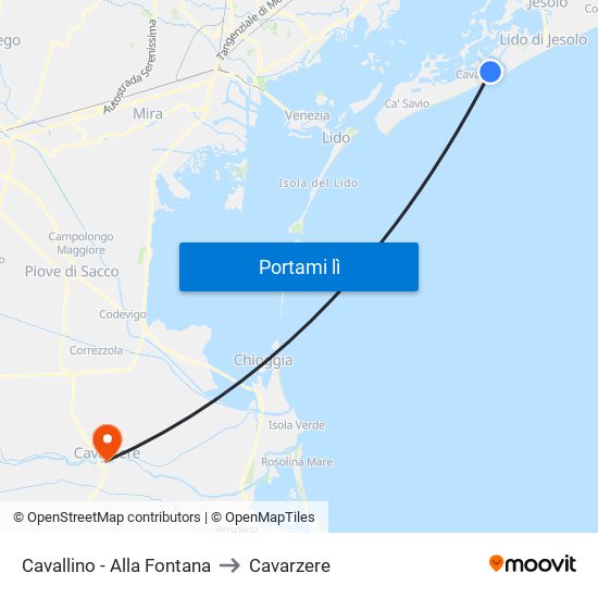 Cavallino - Alla Fontana to Cavarzere map