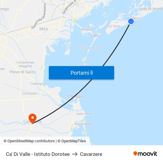 Ca' Di Valle - Istituto Dorotee to Cavarzere map