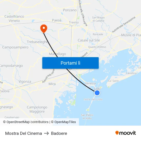 Mostra Del Cinema to Badoere map