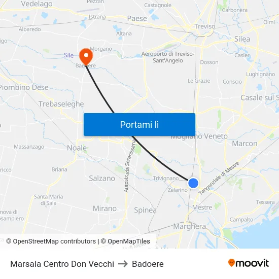 Marsala Centro Don Vecchi to Badoere map