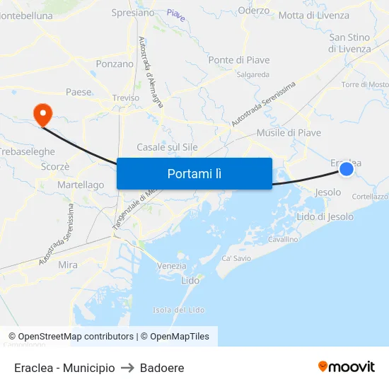 Eraclea - Municipio to Badoere map