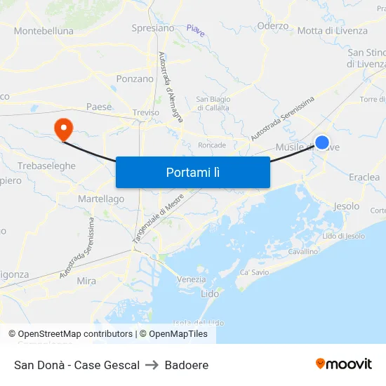 San Donà - Case Gescal to Badoere map
