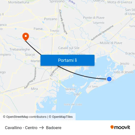 Cavallino - Centro to Badoere map