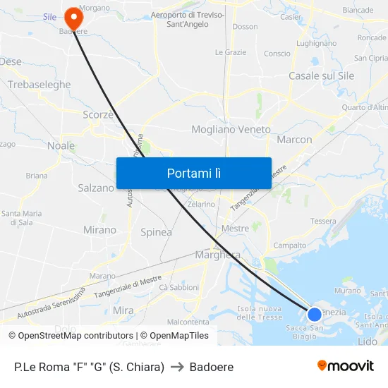 P.Le Roma "F" "G" (S. Chiara) to Badoere map