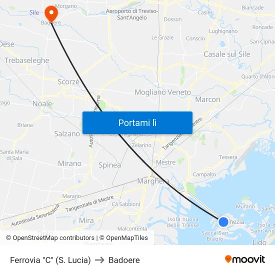 Ferrovia "C" (S. Lucia) to Badoere map